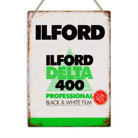 ILFORD FILM Retro Metal Wall Sign Plaque Vintage 35mm Camera ManCave Photography-Aluminum
