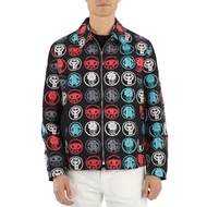 Men's Black/Multicolor Embroidered Lucky Coin Shirt Jacket, Brand Size 48 (US Size 38)