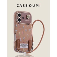 iphone 12 case iphone 17 case Lanyard tingkap coklat besar untuk Apple 17 sarung telefon bimbit baru