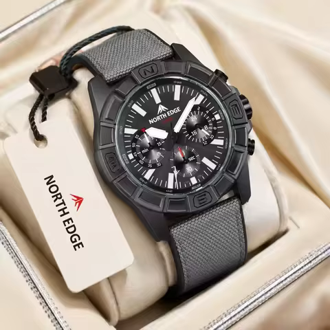 NORTH EDGE BLAZE Men Quartz Watch Solar Powered Army Military Style Clock Stopwatch Waterproof 50M L