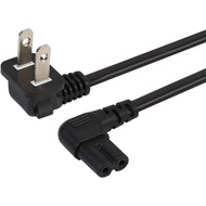 6FT Power Cord, LCD TV Power Cable 90° Angled 2-Prong Figure 8 Power Cords Angled L-Type IEC C7 (Fig