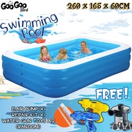 GooGoo Bird 2.6M 3Layer Inflatable Family Extra Large Rectangular Kids Swimming Pool Outdoor Home To