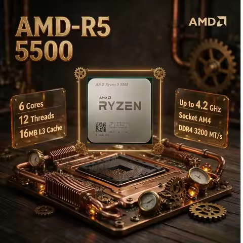 AMD Ryzen 5 5500 6-Core 12-Thread Unit 4.2GHz Peak Boost 16MB Buffer AM4 Zen 3 Freely OC 65W PCIe 3.