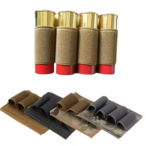 Hunting 12Ga 20Ga Ammo Carrier Pouch Shotgun Shell 4 Round Ammo Carrier Holder Nylon Magazine Molle 