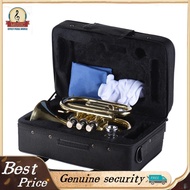 ammoon Mini Pocket Trumpet Bb Flat Brass Wind Instrument with Mouthpiece Gloves Cleaning Cloth Carry