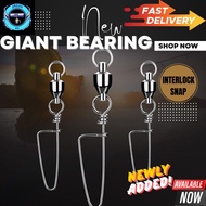 【Giant】 Bearing Swivel with interlock snap/kekili pancing/ fishing swivel/lure Connector/snap swivel