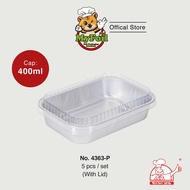 4363-P MyChef Bekas Aluminium Dengan Penutup Plastik - 5 Keping/Paket / MyChef Aluminium Foil Tray w