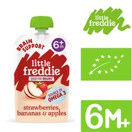 Little Freddie Organic Pouch 6M+ Strawberries,Bananas & Apples (with DHA) (90g) [Expired : Jan 2026]