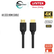 UNITEK 4K@60Hz HDMI Cable features 30AWG to 24AWG copper Male to Male Cable Copper Clad Steel, 18Gbp