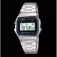 COM Shop/Casio Digital Classic นาฬิกาข้อมือสุภาพบุรุษ สีเงิน สายสแตนเลส รุ่น A158WA-1DF