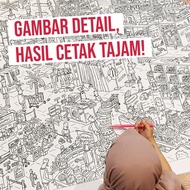 Lembar JUMBO MJ19 Mewarnai Anak & Dewasa, Giant Coloring Sheet, Buku Page Besar Menggambar Raksasa