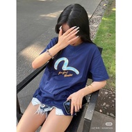 T-shirt Evisu/T-shirt Evisu T-shirt lelaki dan wanita T-shirt bercorak Baju lengan pendek Baju kasua