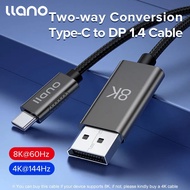 Lสายส่งสัญญาณสองทาง1.8ม. 8K Type-C เป็น DP 1.4สายแปลงสายเคเบิลสองทิศทาง Displayport เป็น Type C HD อะแดปเตอร์ส่งกำลังสำหรับแล็ปท็อป/หน้าจอ/พีซี/สวิตช์ PS4 PS5