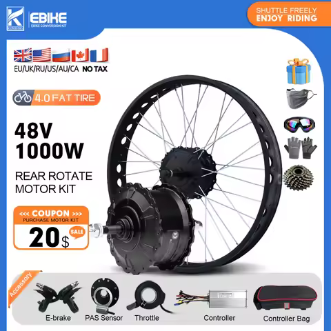 Fat Tire Bike Electric 48V 1000W Wheel Rear Brushless Gear Hub Motor Kit 20/24/26 Inch For Snow ebik