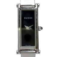 Gucci GUCCI 方形手鐲腕錶，總重 27 克，不鏽鋼石英機芯，黑色錶盤，1500L