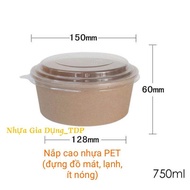 Lốc 50 tô giấy Kraft 750ml và 1000ml kèm nắp PET nắp PP