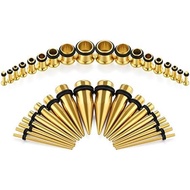 Vcmart 14G-00G 36 pcs Ear Gauges Stretching Kit Tapers Plugs Eyelets Implant Grade Steel