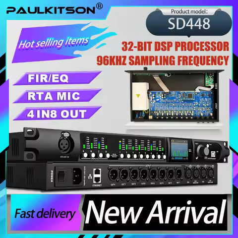 Paulkitson SD448 Professional DSP Audio Processor 4in8out 96khz Fir/Eq Rta Mic For Stage Live Show K