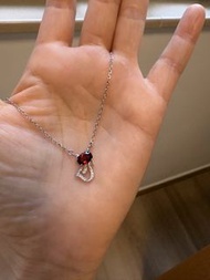 紅石榴鋯石天鵝吊墜連S925純銀頸鏈 Red Garnet Cubic Zirconia Swan Pendant with S925 Sterling Silver Necklace,necklac