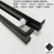 Ruijie Industry-Black EVA Foam Rubber Strip (Single-Sided Adhesive) Cushioning Sound Insulation Anti
