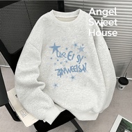 (24 Hours Delivery) Angel Official oversize Modern Round Neck Shirt Plus Size Korean Long-Sleeved Lo