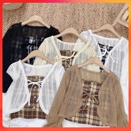 🔥[C217] Set 2 MÓN len Montoghi Dệt kim LƯỚI QC CỘT DÂY kèm ÁO CARO 2 DÂY Quảng Châu - kholenqc