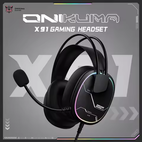ONIKUMA X91 Gaming Headset Hi-Fi Surround Sound/USB Sound Card for PC PS Wired Gaming Headset Ergono