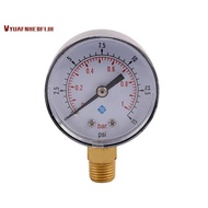 0-1bar 50mm Water Pressure Gauge Meter 1/4 inch NPT Thread Manometer -50-15psi