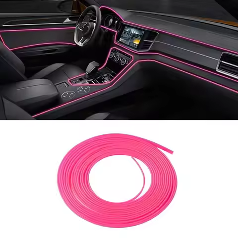 1pc 5M Universal Pink Point Edge Gap Door Panel Molding Line Trims Car Interior Trim Line Strip Gap 