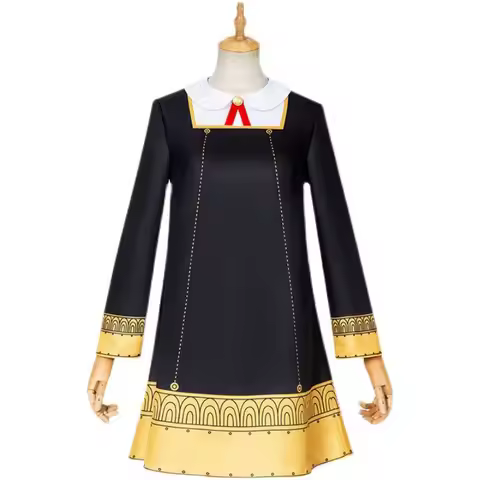 ELBCOS Spy Family Women Girls Anya Fake Cosplay Costume Toddler Children Black Dress Party Halloween
