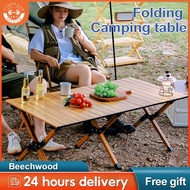 PASSION【Ready Stock】120CM Solid Beech Wood Camping Wooden Table Portable Egg Roll Table Foldable Out