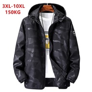 Outdoor Jacket 150KG Black Large Sizes Plus 6XL 7XL 8XL 9XL 10XL Mens Coats Hooded Removed Man Sprin