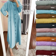 baju terusan wanita gamis polos modis yazo midi dres katun linen alila