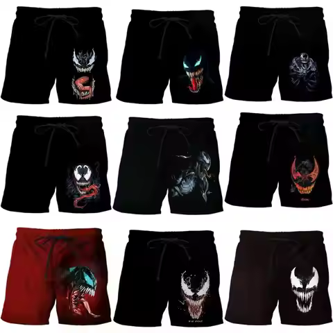 Marvel Legends Venom Beach Pants Men Casual Sports Shorts Hip-Hop Pants Comfortable Quick-Drying Sho