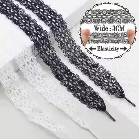 Flat Lace Fancy Shoelaces Lace Shoe Laces for Women 3CM Wide 80CM/100CM/120CM Length Canvas Sneaker