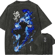 Bandai | Satoru Gojo T Shirt Jujutsu Kaisen Men Acid Wash Cursed Technique Blue Anime Streetwear Six