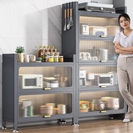 Kitchen storage rack with cabinet doors multi - layer multi - functional cabinet storage cabinet for