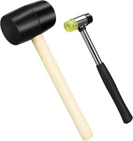 2pcs Mallet Set 16oz & 25mm Double-Faced Soft Rubber Mallet for Flooring Woodworking Furniture Repai