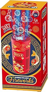 869-2555 Bubble Fireworks Soap Bubbles Starter Set, Set with Bubble Machine and Bubble Solution, Mak