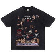 👕🎁🎀Ready Stock WWE Wrestler Roman Reigns Roman Reigns Printed Short Sleeve American Retro Loose Cott