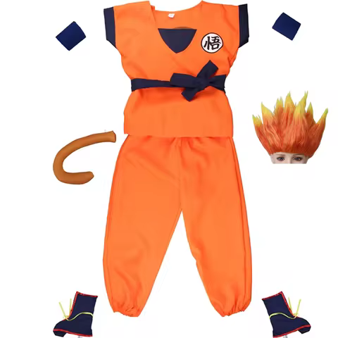Adult Kids Suits Son Goku Carnival Anime Cosplay with Tail Wrister Boot Cover wig Carnival Super Her