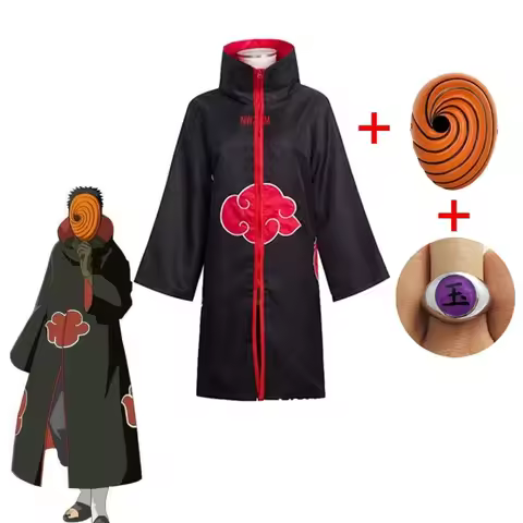 BUGU Akatsuki Tobi Obito Cosplay Costume Akatsuki Long Sleeve Cloak Halloween Carnival Funny Adult C