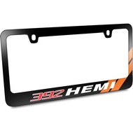 iPick Image Made for HEMI 392-HEMI Orange Stripe Black Metal License Plate Frame for Dodge RAM Jeep