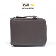 camel active Men's Genuine Cowhide Leather Zip Bi Fold Wallet 6 Card Slots - Dark Brown ZSW2B24WX2#D