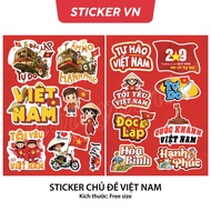COMBO 4 SHEETS A5 Patriotic Vietnam Sticker, Vietnam flag stamp to celebrate National Day September 