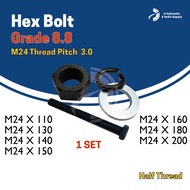 Bolt Hex Screw 8.8 Half thread (24*110/ 24*130/ 24*140/ 24*150/ 24*160/ 24*180/ 24*200)