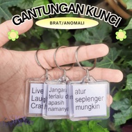 GANTUNGAN Anomali Text Keychain | Keychain Brat Text | Acrylic Keychain MEME Cute Words