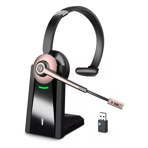 ETCS -Wireless Headset, Bluetooth Headset With Noise Canceling Microphone, Wireless Headset With USB