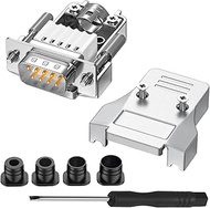QIANRENON Metal Shell DB9 Solderless Serial Connector Compact DB9 Male Crimp Terminal Breakout Adapt