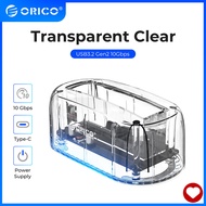 ORICO Transparent 3.5'' HDD Docking Station SATA to USB 3.1 Type-C to Type-C 10Gbps External Hard Drive Docking Station 12V2A